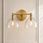 Xeno | Glass Wall Sconce, Antique Brass Bathroom Vanity Light, 1 to 3 Light Farmhouse Wall Light