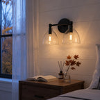 Xeno | Glass Wall Sconce, Antique Brass Bathroom Vanity Light, 1 to 3 Light Farmhouse Wall Light