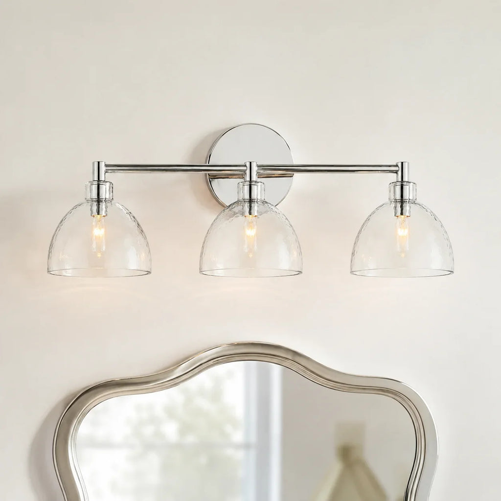 Xeno | Glass Wall Sconce, Antique Brass Bathroom Vanity Light, 1 to 3 Light Farmhouse Wall Light