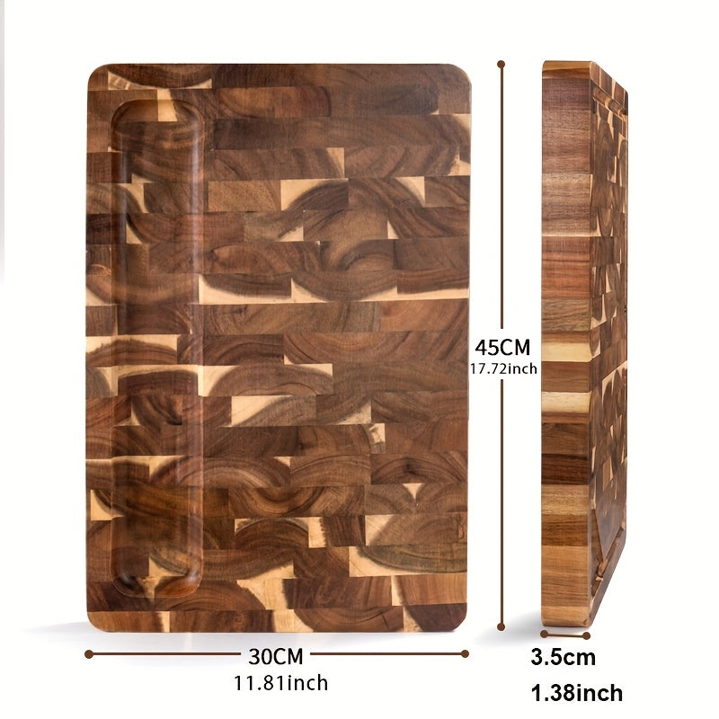 Grove | End Grain Cutting Board, Large Acacia Wood Butcher Block with Juice Groove, Chopping Board