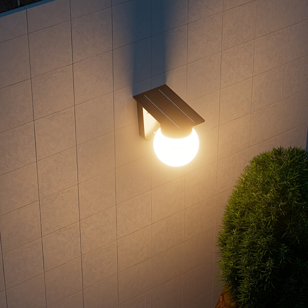 Solar | Globe Wall Light, Outdoor Solar Powered LED Wall Lamp, Dusk to Dawn Waterproof Porch Light
