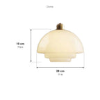 Alba Dome glass pendant dimensions: 28 cm (11 in) wide, 19 cm (7.5 in) tall