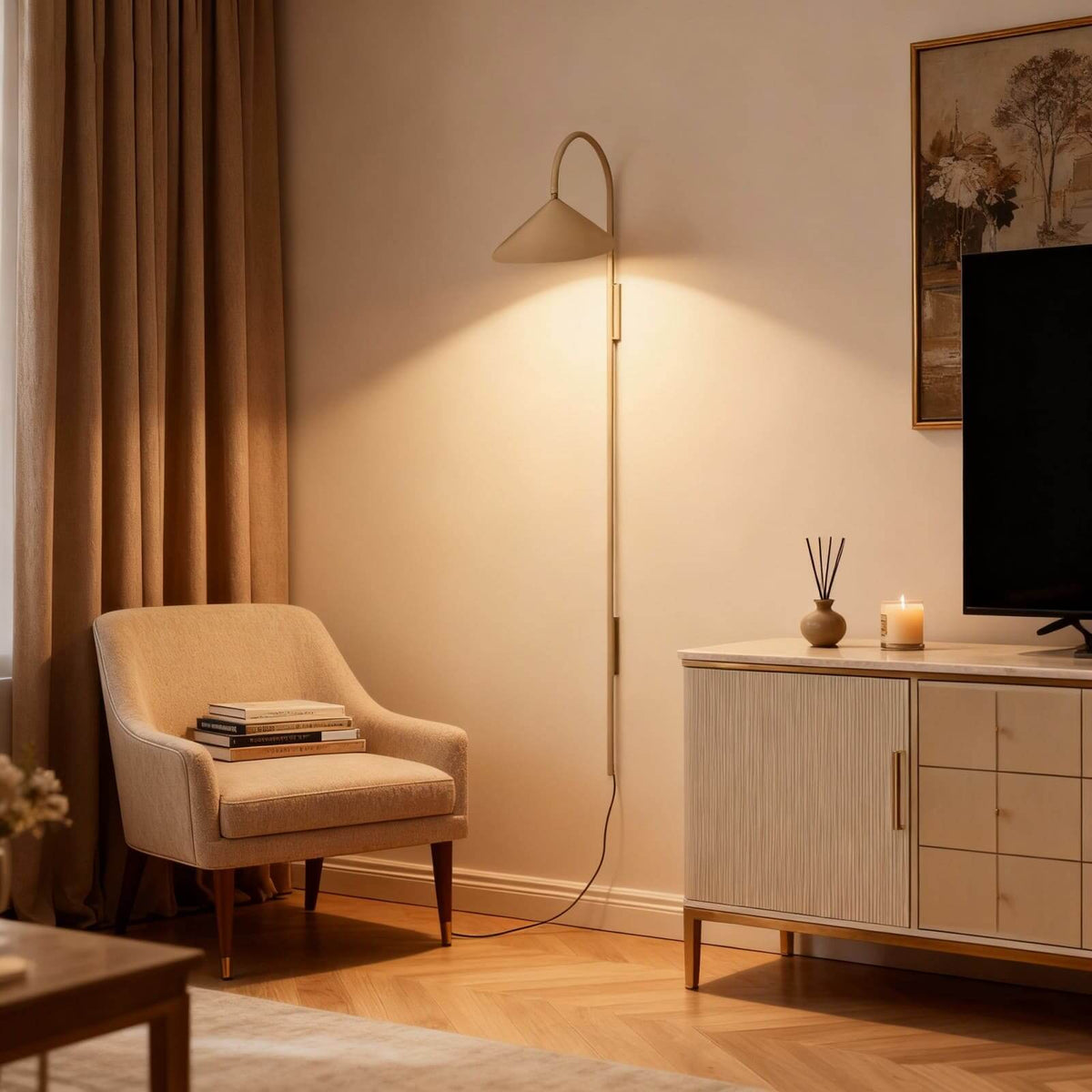 Calla | Plug In Wall Sconce, Large Sculptural Wall Lamp in Black or Beige