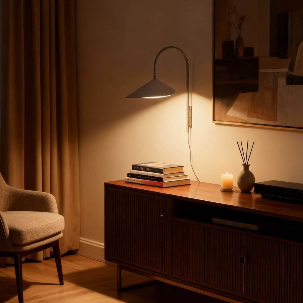 Calla | Plug In Wall Sconce, Large Sculptural Wall Lamp in Black or Beige