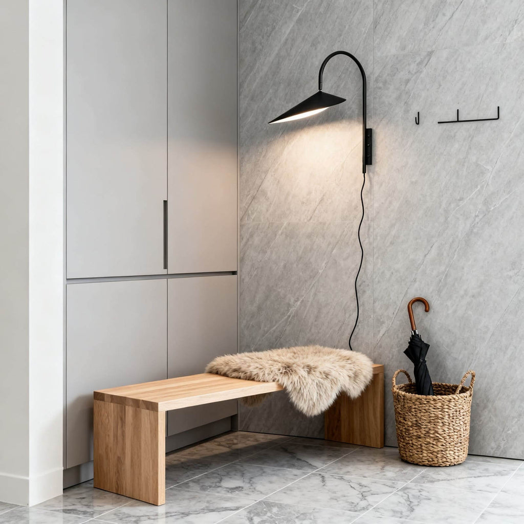 Calla | Plug In Wall Sconce, Large Sculptural Wall Lamp in Black or Beige