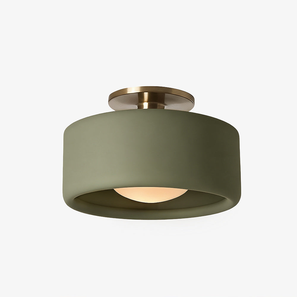 Glaze | Porcelain Semi Flush Mount Ceiling Light, Colorful Ceramic Ceiling Lamp, Modern Brass Fixture