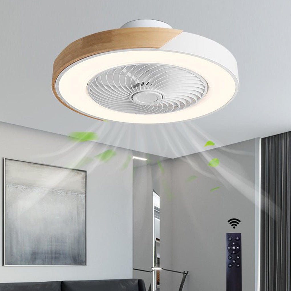 Bladeless | Flush Mount Ceiling Fan with Light and Remote, Low Profile Dimmable LED Fan for Bedroom