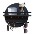 Hoop | Round Key Holder for Wall with Shelf, Wooden Entryway Organizer with Hooks, Modern Key Rack