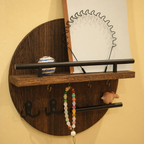 Hoop | Round Key Holder for Wall with Shelf, Wooden Entryway Organizer with Hooks, Modern Key Rack