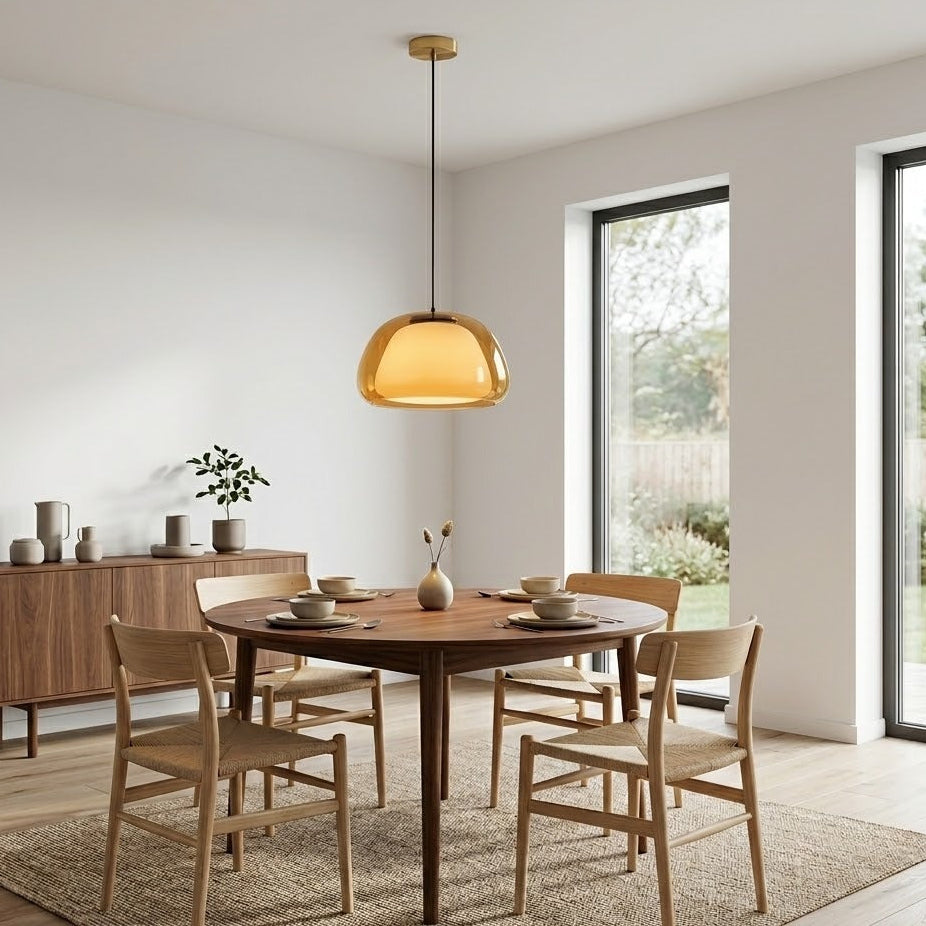 Jelly | Milk Glass Pendant Light, Japandi Hanging Lamp, Glass Dome Ceiling Light for Kitchen Island