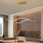 Ripple | Wavy LED Pendant Light, Modern Linear Chandelier for Kitchen Island, Dimmable Hanging Light Fixture