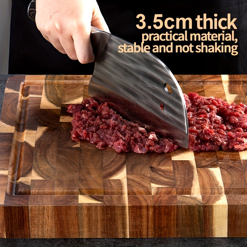 Grove | End Grain Cutting Board, Large Acacia Wood Butcher Block with Juice Groove, Chopping Board