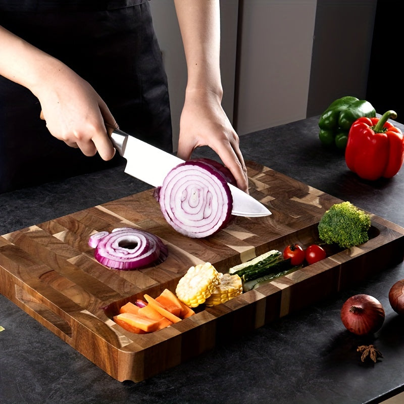 Grove | End Grain Cutting Board, Large Acacia Wood Butcher Block with Juice Groove, Chopping Board