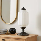 Lumi | Ribbed Glass Table Lamp, French Vintage Bedside Lamp with Brass Base, Milk Glass Desk Lamp