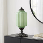 Lumi | Ribbed Glass Table Lamp, French Vintage Bedside Lamp with Brass Base, Milk Glass Desk Lamp