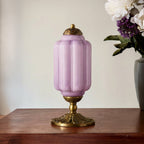 Lumi | Ribbed Glass Table Lamp, French Vintage Bedside Lamp with Brass Base, Milk Glass Desk Lamp