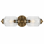 Deauville | Art Deco Vanity Light, 2 Light Milk Glass Bathroom Light Fixture, Vintage Brass Wall Light