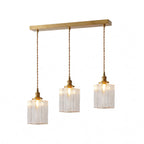Jewel | Hammered Glass Brass Pendant Light, Mini Kitchen Island Lamp for Dining Room and Entryway