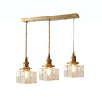 Jewel | Hammered Glass Brass Pendant Light, Mini Kitchen Island Lamp for Dining Room and Entryway