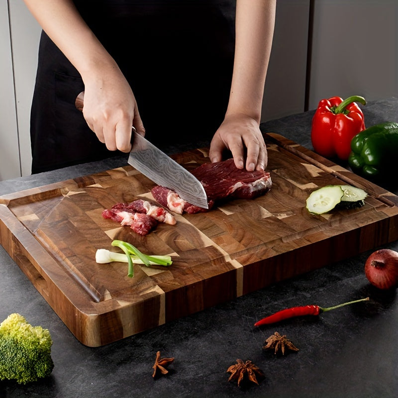 Grove | End Grain Cutting Board, Large Acacia Wood Butcher Block with Juice Groove, Chopping Board