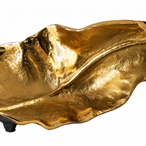 Fern | Cast Aluminium Twisted Leaf Tray in Antique Gold and Matte Black for Consoles and Coffee Tables