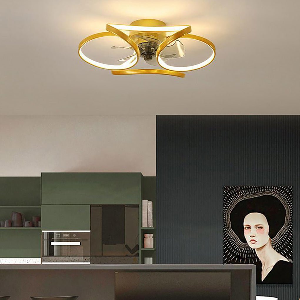 Bloom | Flower Ceiling Fan with Light and Remote, Flush Mount Dimmable LED Fan for Bedroom