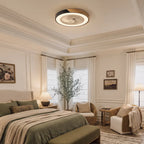 Bladeless | Flush Mount Ceiling Fan with Light and Remote, Low Profile Dimmable LED Fan for Bedroom