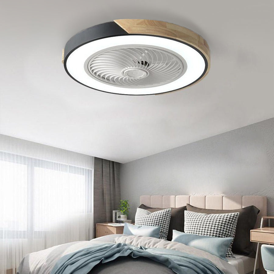 Bladeless | Flush Mount Ceiling Fan with Light and Remote, Low Profile Dimmable LED Fan for Bedroom