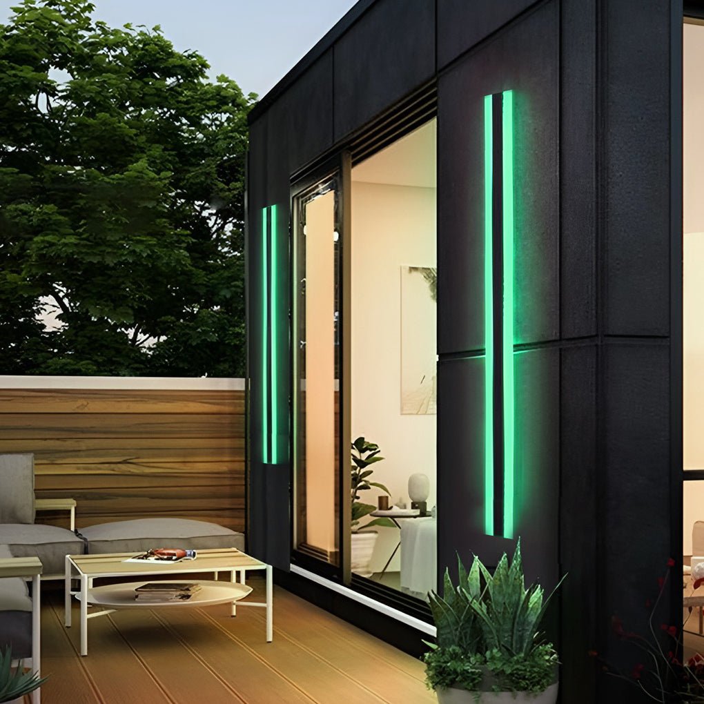 Gate | Linear LED Outdoor Wall Light, Long Black Exterior Wall Lamp, Waterproof Porch Strip Light