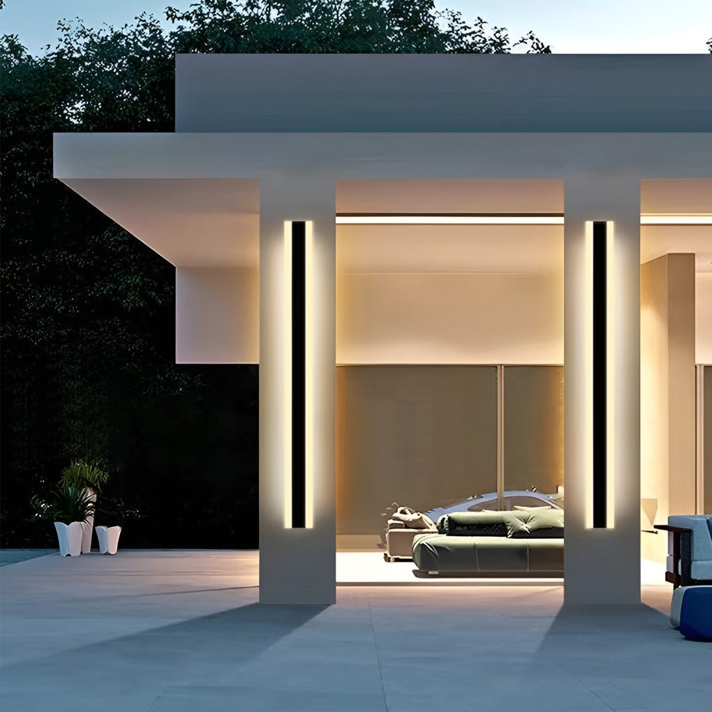 Gate | Linear LED Outdoor Wall Light, Long Black Exterior Wall Lamp, Waterproof Porch Strip Light