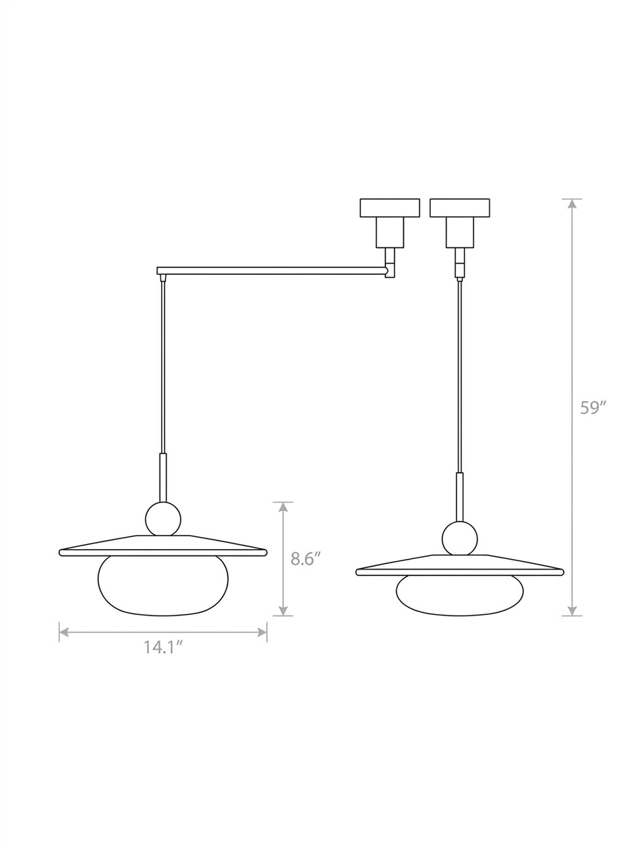 Swing Arm | Walnut Pendant Light, Mid Century Dimmable LED Hanging Lamp, Offset Dining Table Light