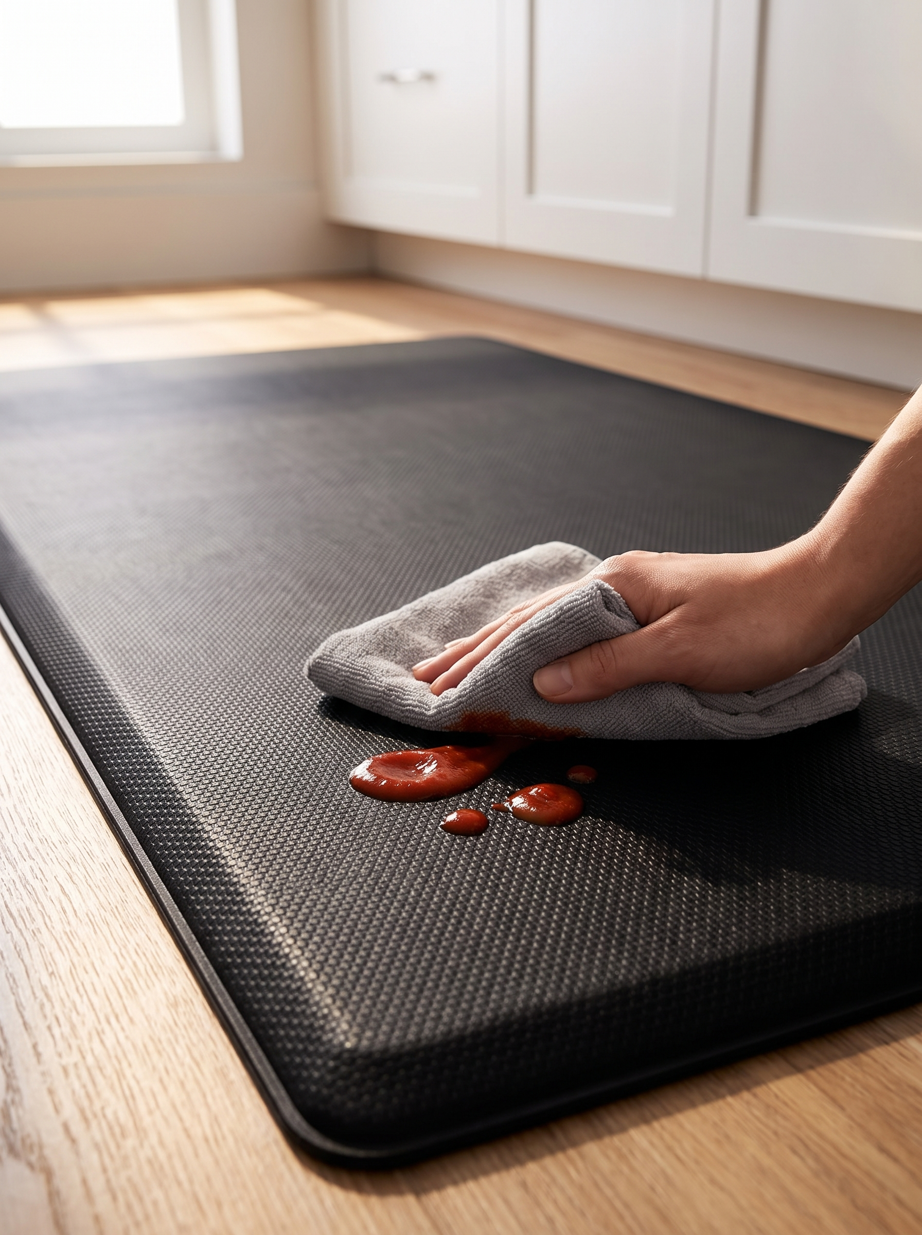 Comfort Anti-Fatigue Kitchen Mat Spills, simply wiped away