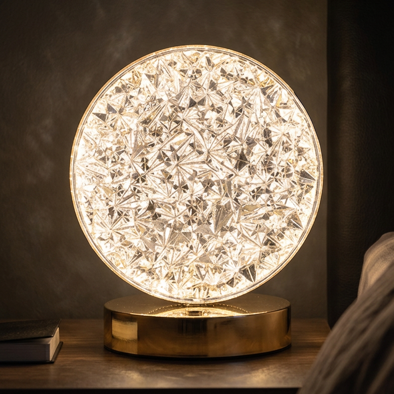 Stellora | Crystal Night Light, Rechargeable Touch Lamp, Moon and Star LED Bedside Table Lamp, Gift