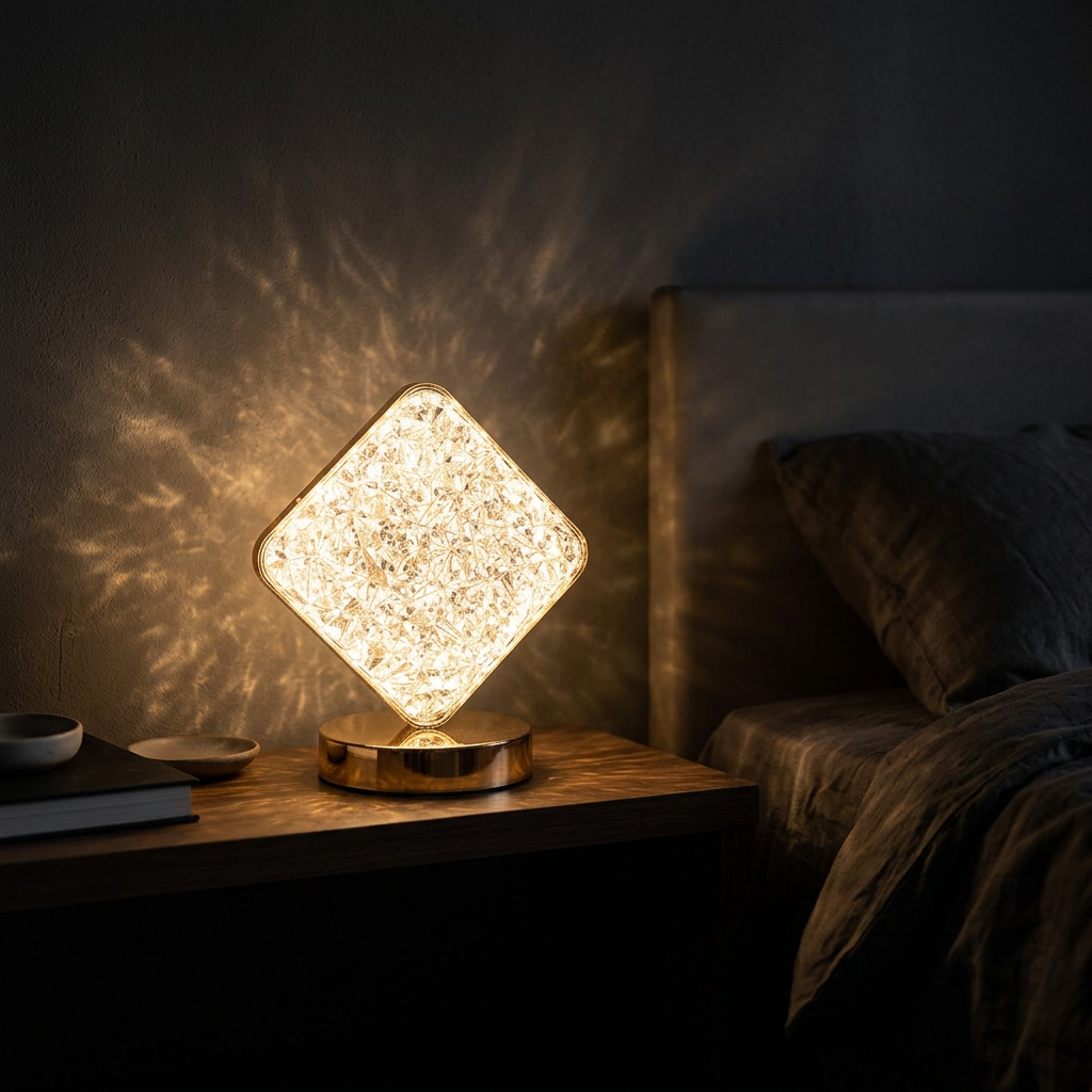 Stellora | Crystal Night Light, Rechargeable Touch Lamp, Moon and Star LED Bedside Table Lamp, Gift