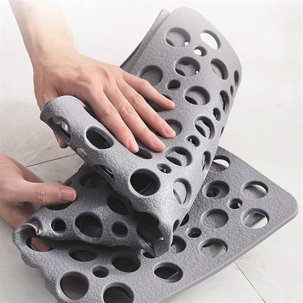 Secure | Non Slip Shower Mat, Suction Cup Bathtub Mat with Drain Holes, Anti Slip Bath Mat