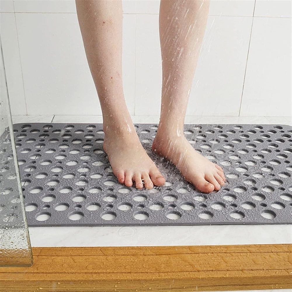Secure | Non Slip Shower Mat, Suction Cup Bathtub Mat with Drain Holes, Anti Slip Bath Mat