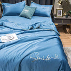 Sora | Washed Silk Summer Quilt Set, Lightweight Cooling Comforter with 2 Pillowcases