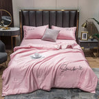 Sora | Washed Silk Summer Quilt Set, Lightweight Cooling Comforter with 2 Pillowcases