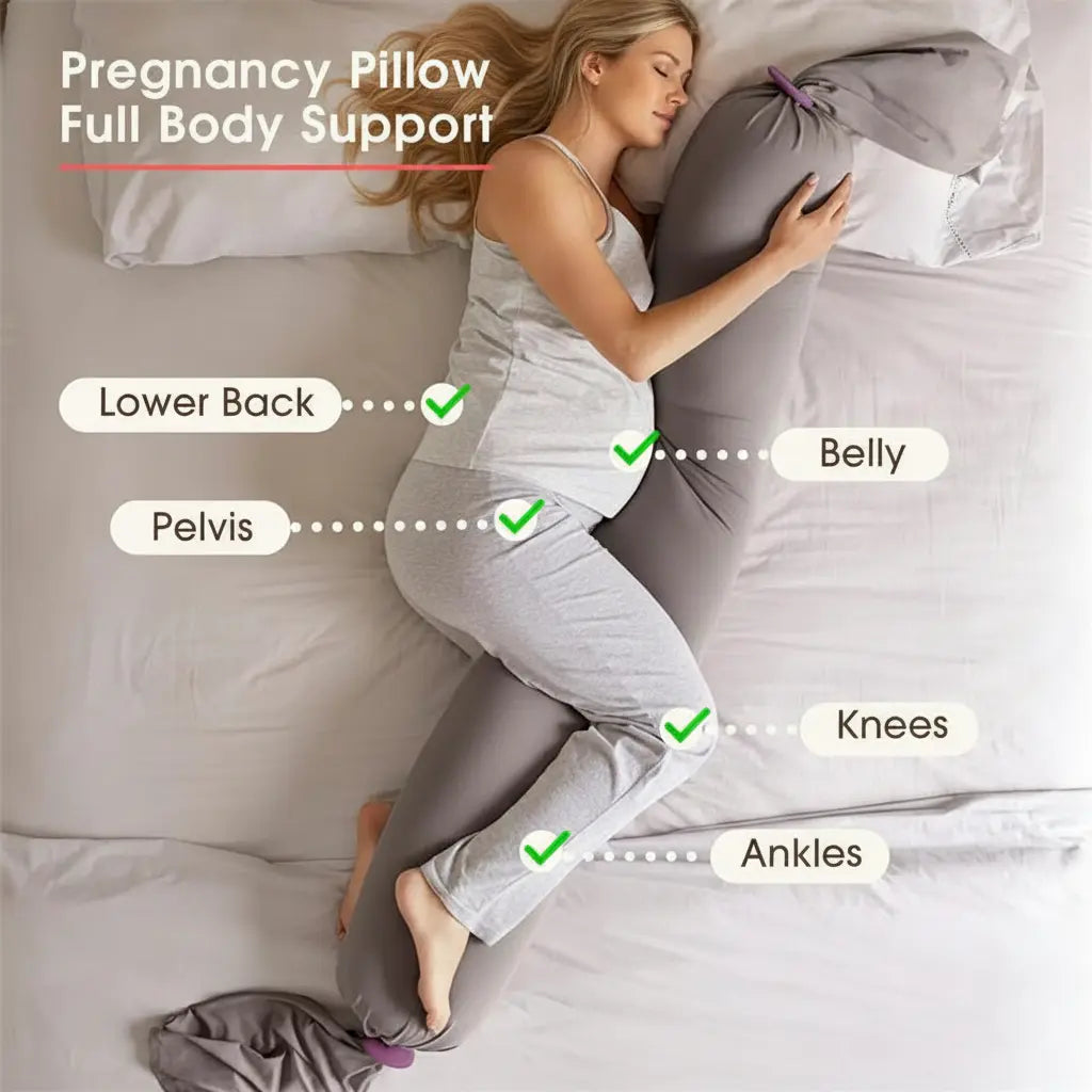 Leah | Adjustable Pregnancy Pillow Full Body Support | Ultra Soft Washable Cotton Fabric