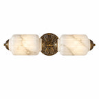 Deauville | Art Deco Vanity Light, 2 Light Milk Glass Bathroom Light Fixture, Vintage Brass Wall Light