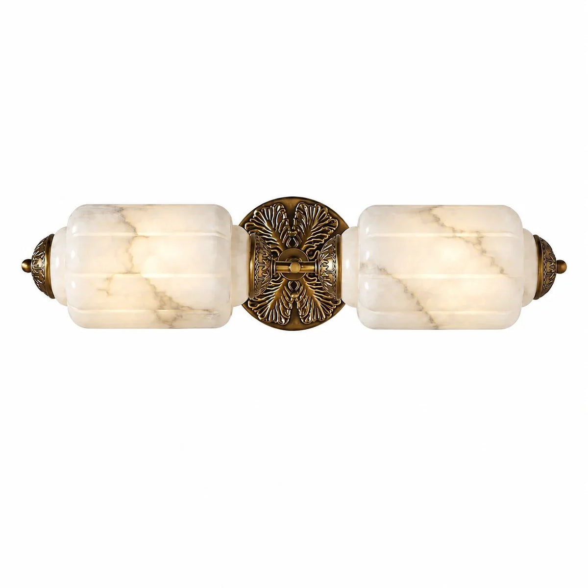 Deauville | Art Deco Vanity Light, 2 Light Milk Glass Bathroom Light Fixture, Vintage Brass Wall Light