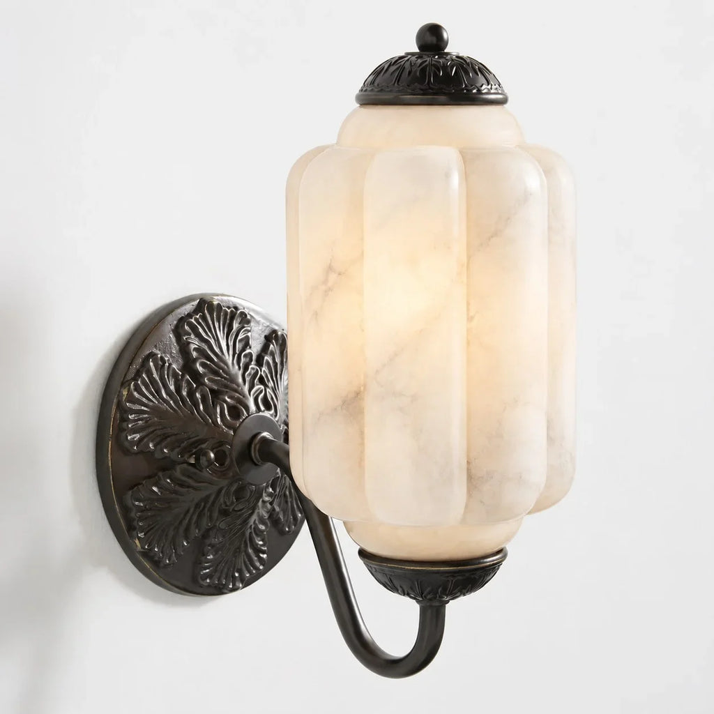 Opaline | Milk Glass Wall Sconce, Vintage Brass Bathroom Vanity Light, Ribbed Glass Bedroom Wall Light