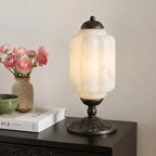 Lumi | Ribbed Glass Table Lamp, French Vintage Bedside Lamp with Brass Base, Milk Glass Desk Lamp