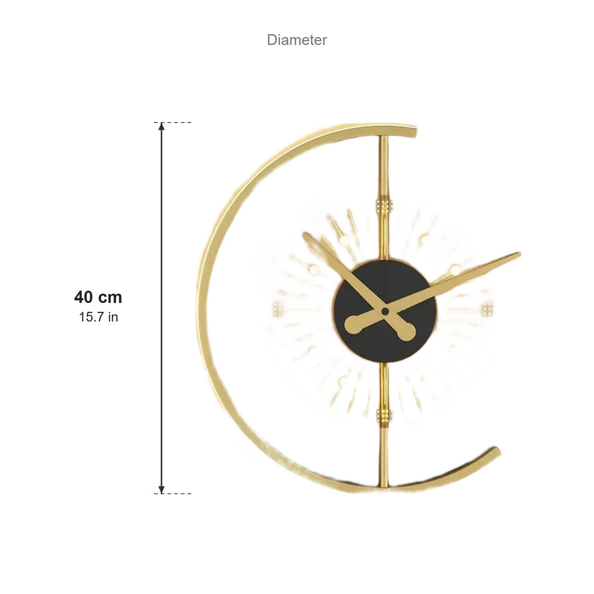 Lunaris wall clock lamp dimensions: 40 cm (15.7 in) diameter