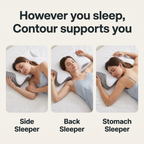 Contour memory foam pillow for side sleepers, back sleepers and stomach sleepers