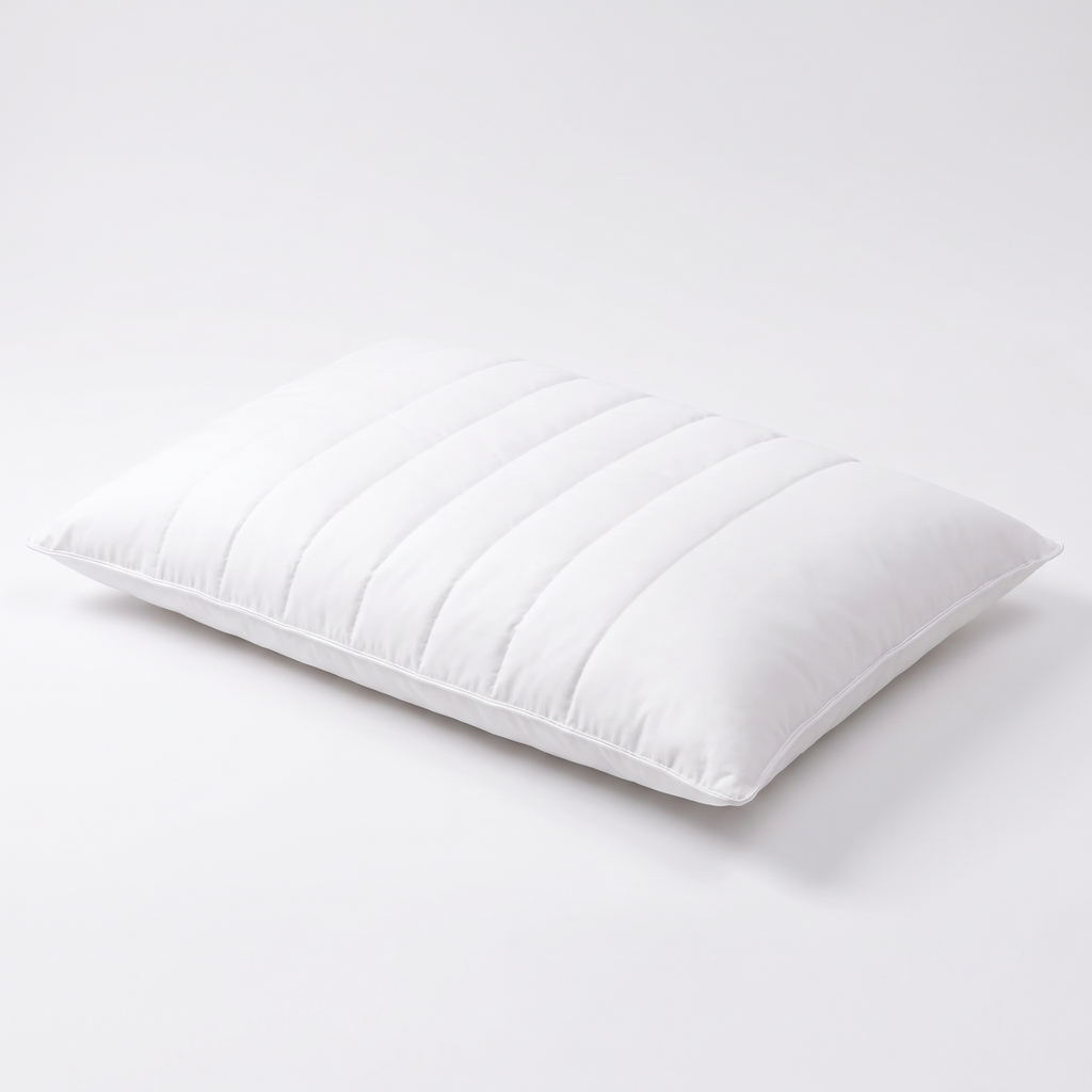 Gia thin low loft white cotton pillow