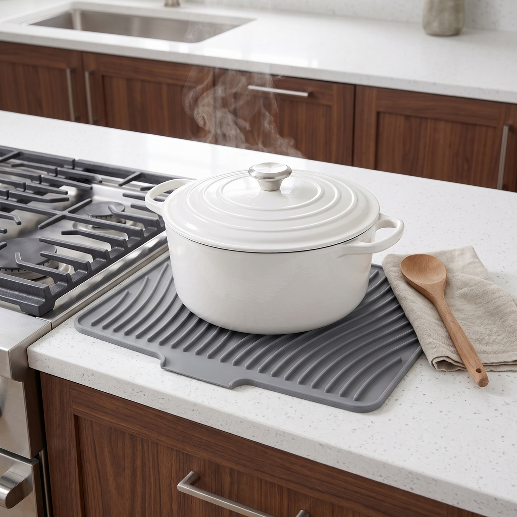 Rill used as a heatproof pot holder for a hot Dutch oven