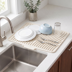 Rill dish drying mat in white