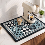Tessa coffee bar mat in blue tile