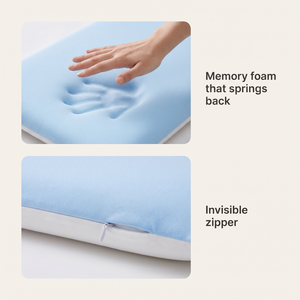 Zia memory foam and invisible zipper